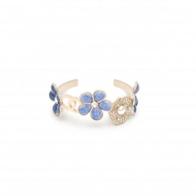 CHANEL DENIM BANGLE WITH FLOWER MOTIF ABG832 CHANEL DENIM BANGLE WITH FLOWER MOTIF ABG832